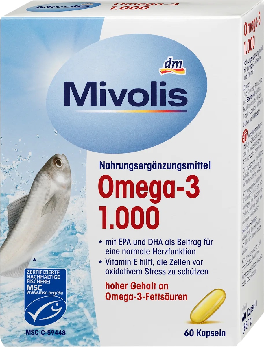 Mivolis  Omega-3 1000, Kapseln 60St., 85,1g鱼油10盒装